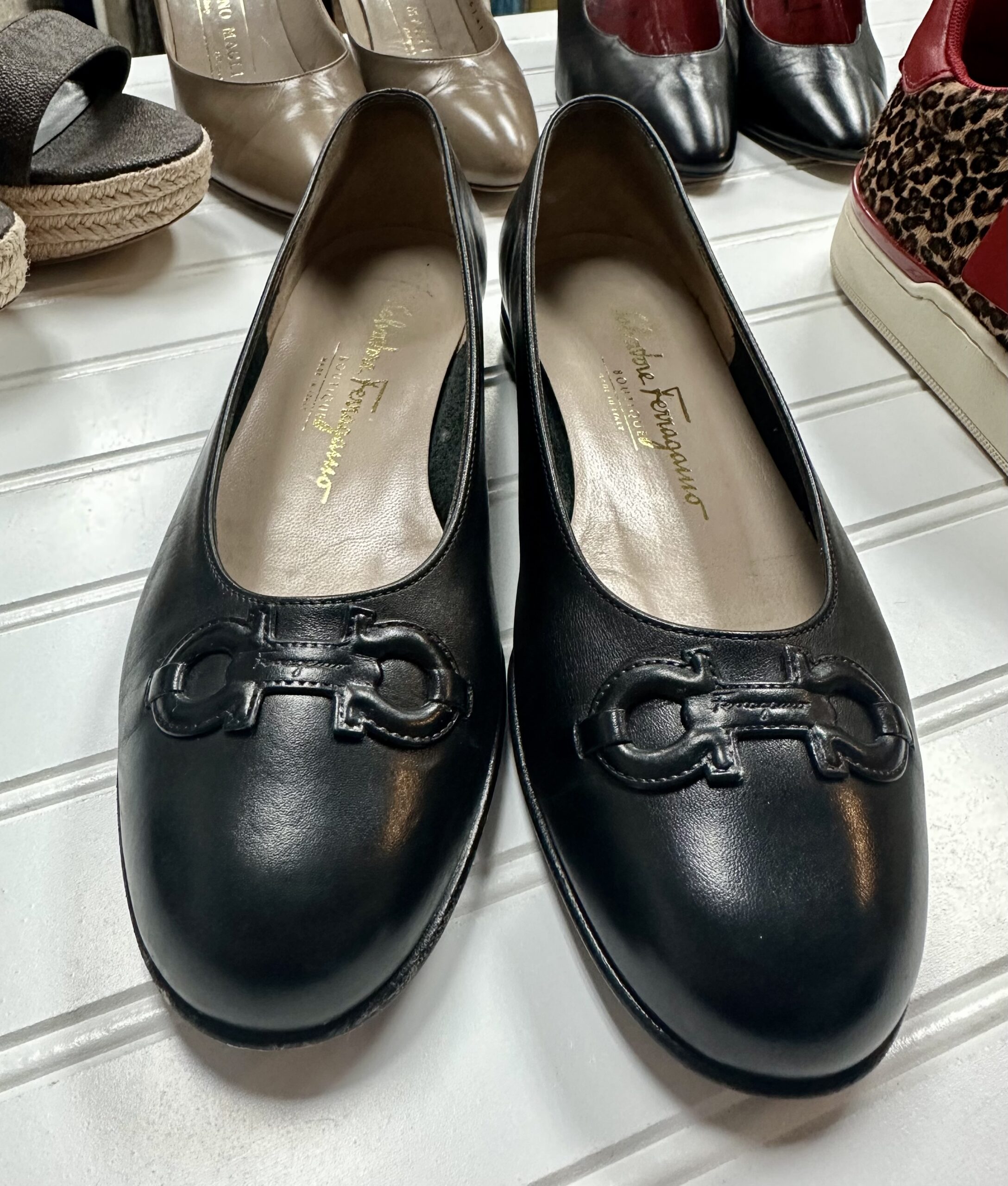 Shoes and boots section inside Different Decades boutique Westerville