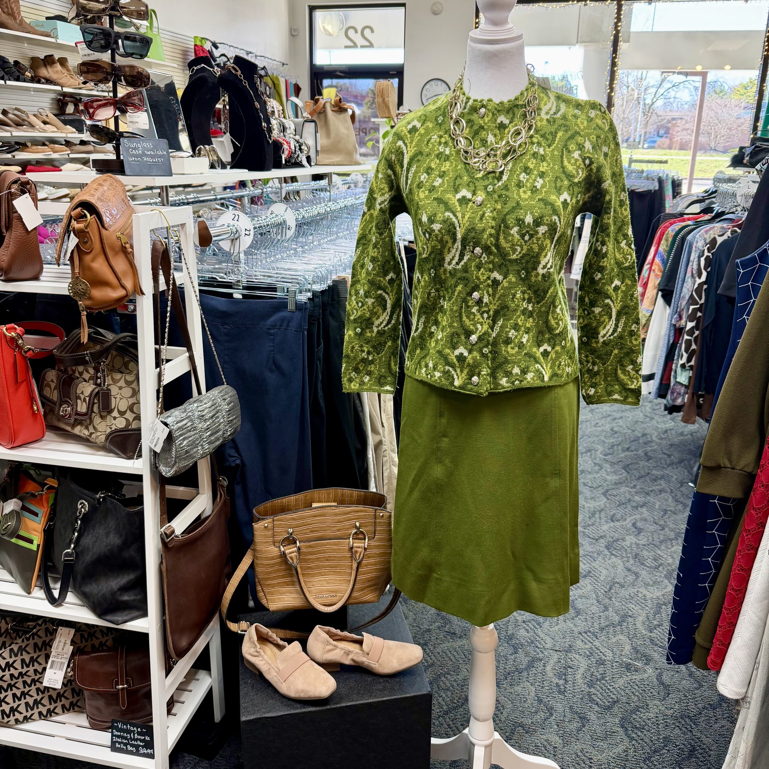 Vintage 1970's Wool Blend Skirt and Sweater Set